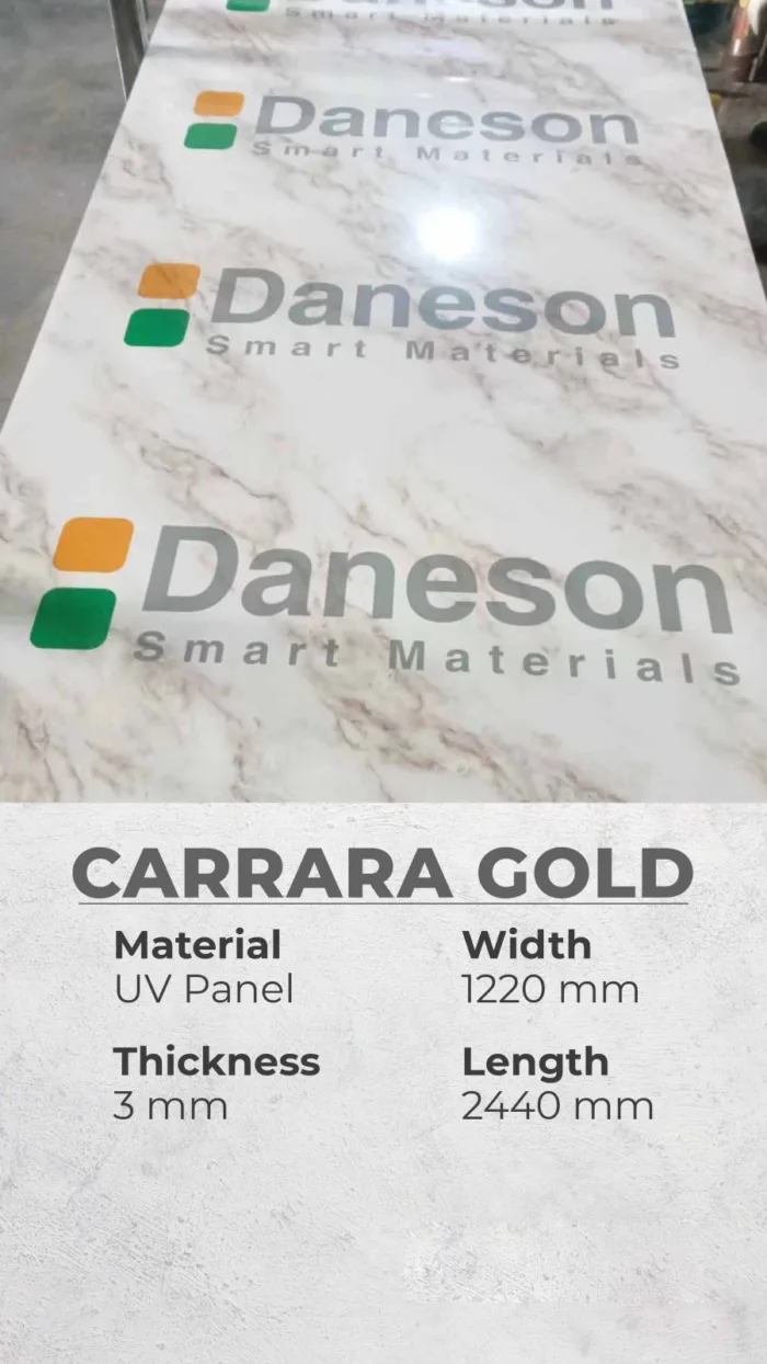 PVC Marmer / UPVC Marble Hiasan Dinding Wall Panel Motif CARRARA GOLD