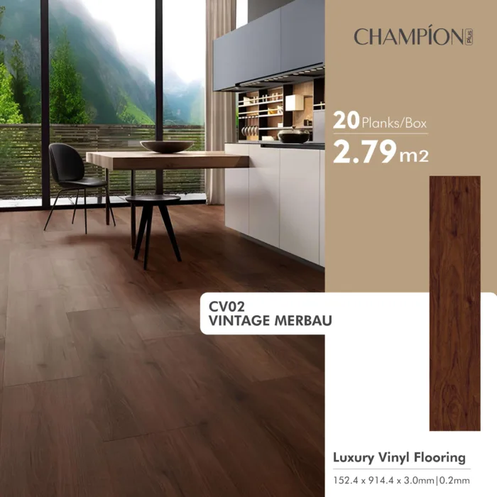CHAMPION Lantai Vinyl Kayu 3mm Berkualitas - Image 8