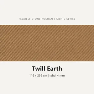 Flexible stone Roshan motif Twill Earth, 116 x 236 cm, tebal 4 mm
