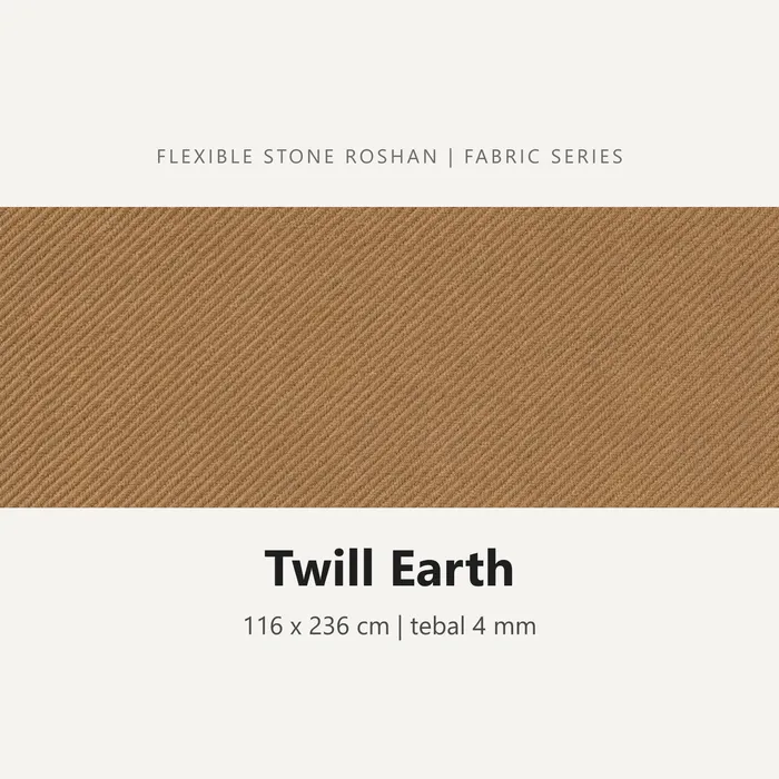 Flexible stone Roshan motif Twill Earth, 116 x 236 cm, tebal 4 mm