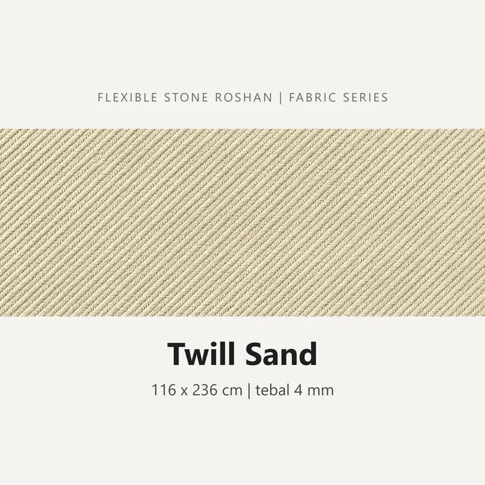 Flexible stone Roshan motif Twill Sand, 116 x 236 cm, tebal 4 mm