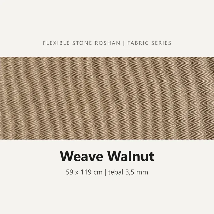 Flexible stone Roshan motif Weave Walnut, 59 x 119 cm, tebal 3,5 mm