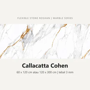Flexible stone Roshan motif Callacatta Cohen, 60 x 120 cm atau 120 x 300 cm, tebal 3 mm