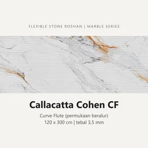 Flexible stone Roshan motif Callacatta Cohen CF, Curve Flute (permukaan beralur), 120 x 300 cm, tebal 3,5 mm