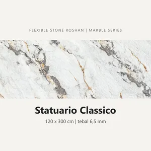 Flexible stone Roshan motif Statuario Classico, 120 x 300 cm, tebal 6,5 mm