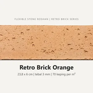 Flexible stone Roshan motif Retro Brick Orange, 23,8 x 6 cm, tebal 3 mm, 70 keping per m²