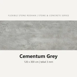 Flexible stone Roshan motif Cementum Grey, 120 x 300 cm, tebal 3 mm
