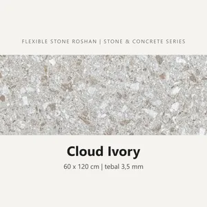 Flexible stone Roshan motif Cloud Ivory, 60 x 120 cm, tebal 3,5 mm
