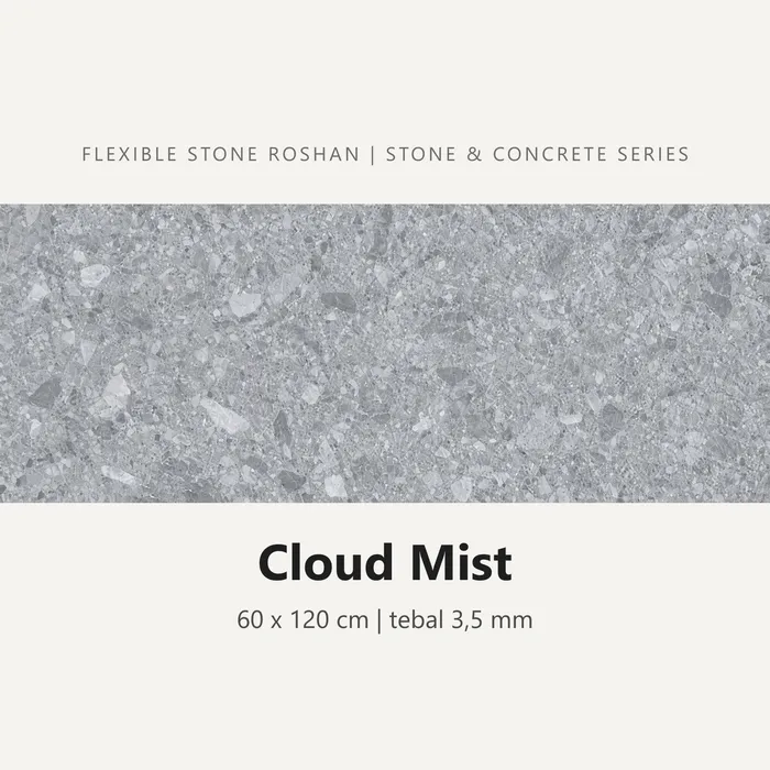Flexible stone Roshan motif Cloud Mist, 60 x 120 cm, tebal 3,5 mm