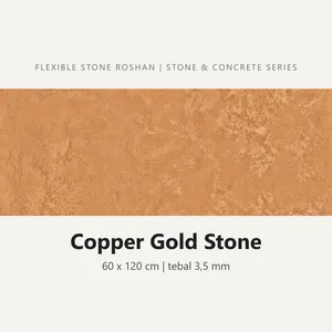 Flexible stone Roshan motif Copper Gold Stone, 60 x 120 cm, tebal 3,5 mm
