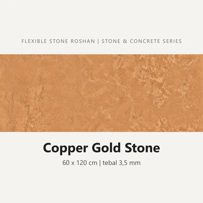 Flexible stone Roshan motif Copper Gold Stone, 60 x 120 cm, tebal 3,5 mm