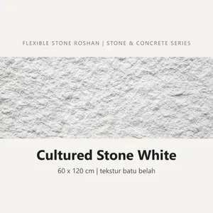 Flexible stone Roshan motif Cultured Stone White, 60 x 120 cm, tekstur batu belah