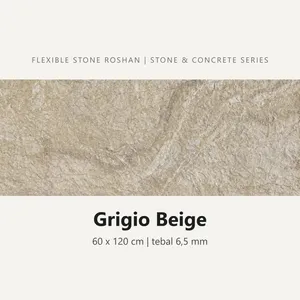 Flexible stone Roshan motif Grigio Beige, 60 x 120 cm, tebal 6,5 mm