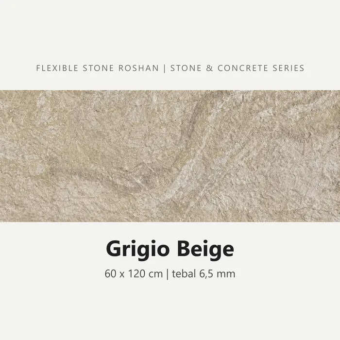 Flexible stone Roshan motif Grigio Beige, 60 x 120 cm, tebal 6,5 mm