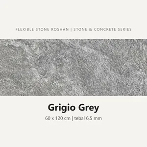 Flexible stone Roshan motif Grigio Grey, 60 x 120 cm, tebal 6,5 mm