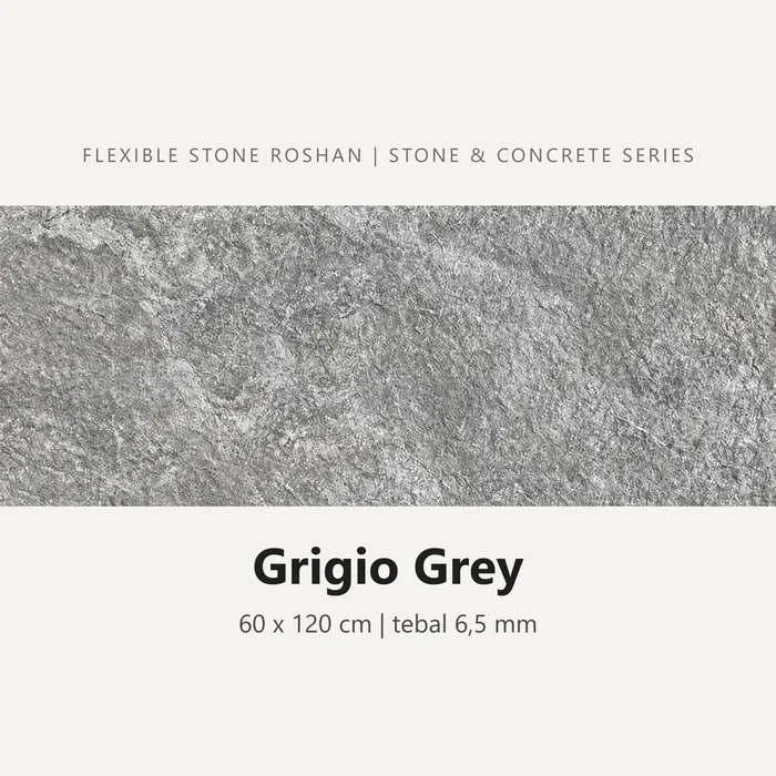 Flexible stone Roshan motif Grigio Grey, 60 x 120 cm, tebal 6,5 mm