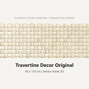 Flexible stone Roshan motif Travertine Decor Original, 60 x 120 cm, tekstur kotak 3D