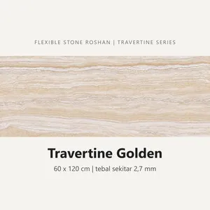 Flexible stone Roshan motif Travertine Golden, 60 x 120 cm, tebal sekitar 2,7 mm