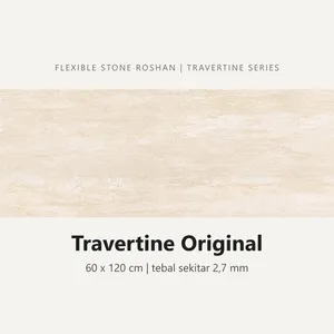 Flexible stone Roshan motif Travertine Original, 60 x 120 cm, tebal sekitar 2,7 mm