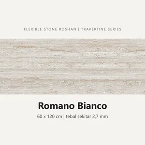 Flexible stone Roshan motif Romano Bianco, 60 x 120 cm, tebal sekitar 2,7 mm