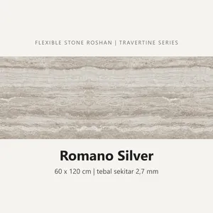 Flexible stone Roshan motif Romano Silver, 60 x 120 cm, tebal sekitar 2,7 mm
