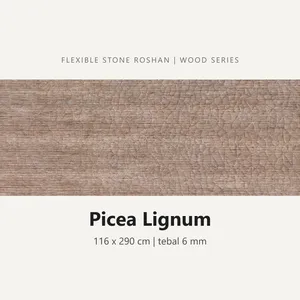 Flexible stone Roshan motif Picea Lignum, 116 x 290 cm, tebal 6 mm