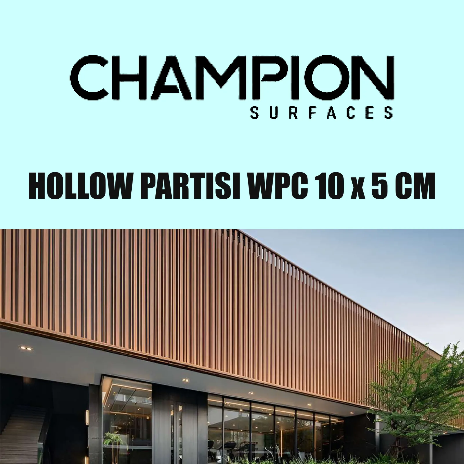 Partisi Hollow Timber Tube WPC Outdoor Champion 10 x 5 cm