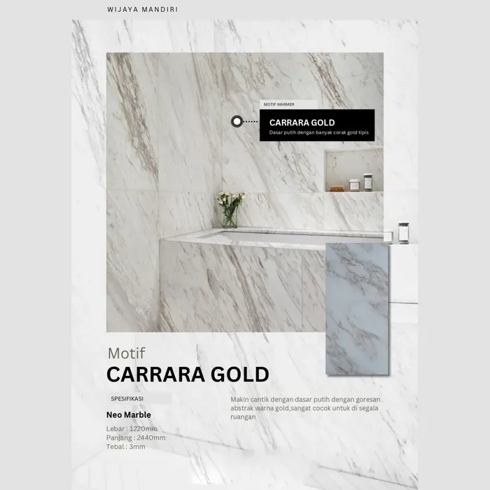 PVC Marmer UPVC Marble motif Carrara Gold
