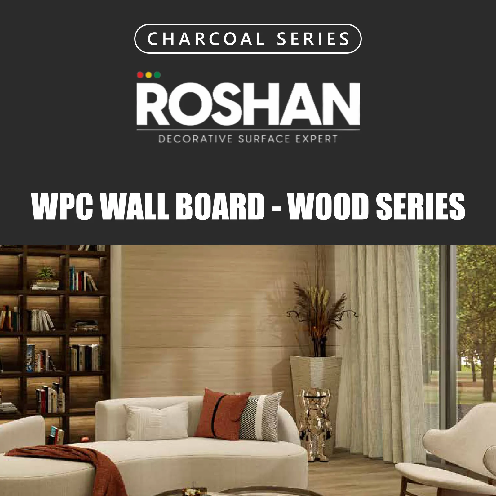 WPC Wall Board Bamboo Charcoal Roshan Wood Series