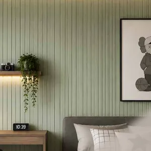 Wall Panel Kisi-kisi Smartpanel Strata Series warna Matcha Green di kamar tidur