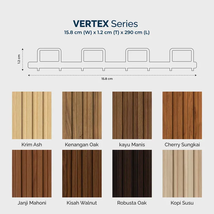 Wall Panel Kisi-kisi Smartpanel Vertex Series 15,8 x 1,2 x 290 cm, profil dan warna