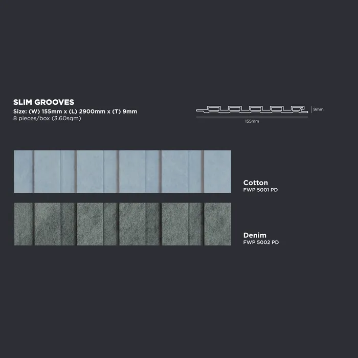 WPC Deco Panel FIDECO Slim Grooves Cotton, Denim