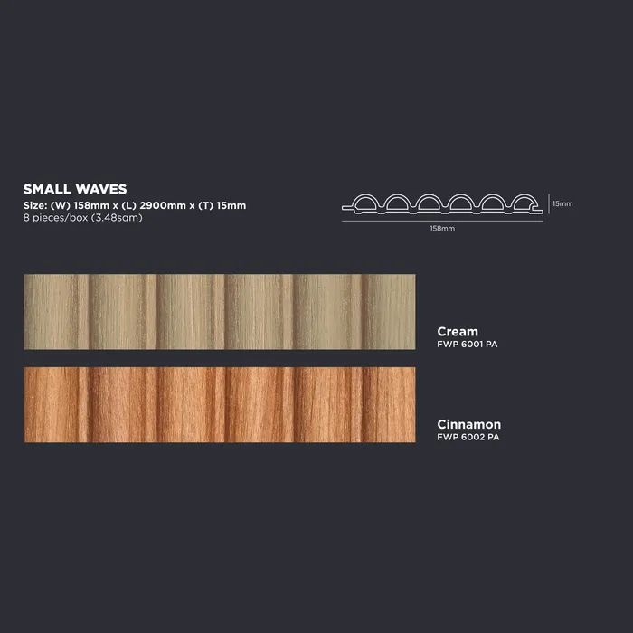 WPC Deco Panel FIDECO Small Waves Cream, Cinnamon